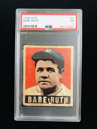 1948 Leaf 3 Babe Ruth Psa 1 York Yankees
