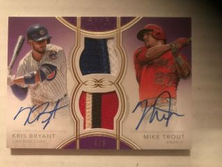 2018 Definitive Mike Trout And Kris Bryant Game Worn Dual Patch On Card Auto 4/5
