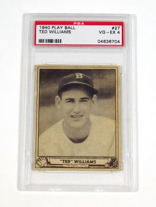 1940 Play Ball Ted Williams 27 Red Sox Psa 4