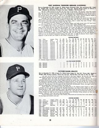 1959 Baseball Yearbook Pittsburgh Pirates,  Roberto Clemente,  Ted Kluszewski GOOD 3