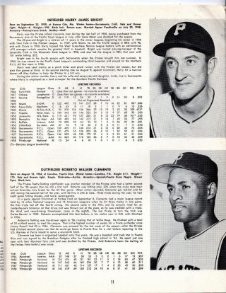 1959 Baseball Yearbook Pittsburgh Pirates,  Roberto Clemente,  Ted Kluszewski GOOD 4