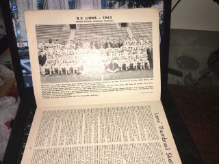 Cfl Football 1963 BC Lions Vs Hamilton Ticats Grey Cup Program & Bonus Sticker 5