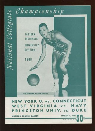 1960 Ncaa Basketball Tournament Program Eastern Regional With Jerry West Exmt