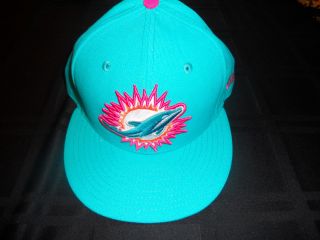 Miami Dolphins Team Issued Aqua Era Fitted Hat Breast Cancer 7 3/8