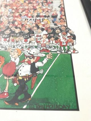 Vtg John Holladay Framed Poster Print Texas Tech University Red Raider Football 7