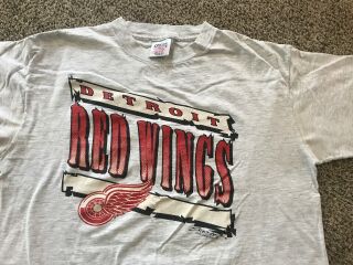 Vintage Starter Detroit Red Wings 1990 Nhl Starter Oneita T - Shirt Xl Grey