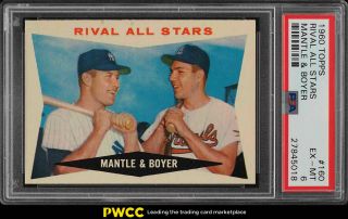1960 Topps Mickey Mantle & Ken Boyer Rival All - Stars 160 Psa 6 Exmt (pwcc)