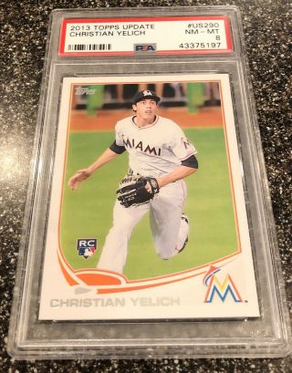 2013 Topps Update Christian Yelich Rc Us290 - Psa 8 Nm - Mt - Rookie