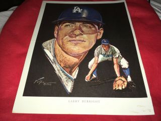 Larry Burright Los Angeles Dodger 1962 8 1/2 " X 11 " Union 76 Volpe Portrait Prin