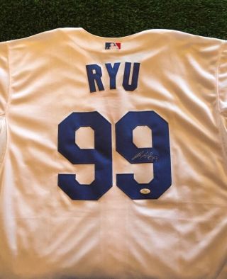 Hyun - Jin Ryu Los Angeles Dodgers Stud White Signed Jersey Jsa/coa J15953
