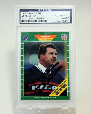 1989 Nfl Pro Set Mike Ditka Signed Card 53 Psa/dna Auto 84074428 Chicago Bears