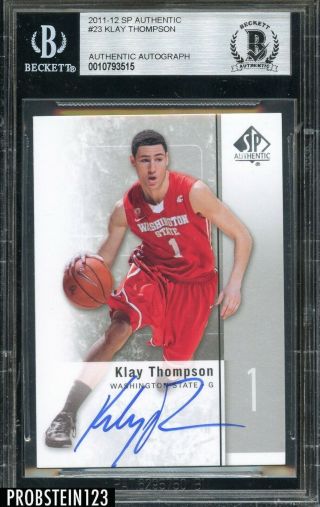 Klay Thompson Signed 2011 - 12 Sp Authentic 23 Rc Rookie Bgs Beckett Bas Auto