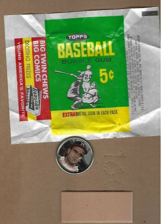 1964 Topps Baseball 5 Cent Wax Wrapper With Torre Coin