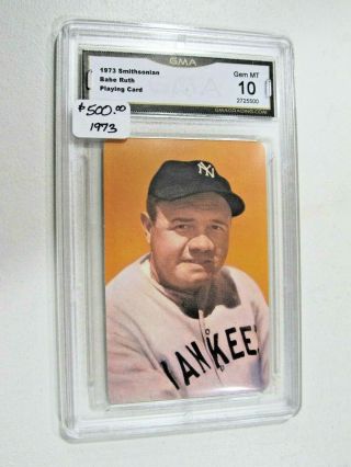 Babe Ruth Vintage Yankees 1973 Smithsonian Playing Card Graded Gem 10
