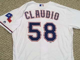 Alex Claudio Sz 46 58 2018 Texas Rangers Game Jersey Issued Home White Mlb