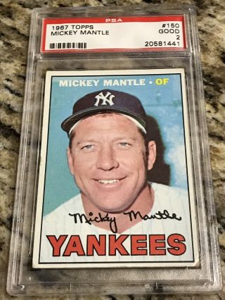 1967 Topps Mickey Mantle 150 Psa 2 Good Nyy Hall Of Fame Yankees Great Card