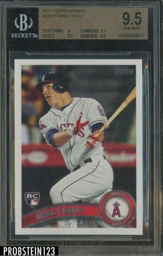 2011 Topps Update Us175 Mike Trout Angels Rc Rookie Bgs 9.  5 High End