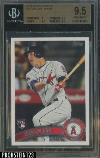2011 Topps Update Us175 Mike Trout Angels Rc Rookie Bgs 9.  5 Hot Card