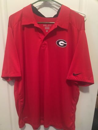 Nike Georgia Bulldogs Polo Shirt Adult Extra Large Red Dri Fit Mens