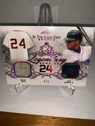 2019 Leaf In The Game Ken Griffey Jr Willie Mays Dual Jersey 5/5 Rare