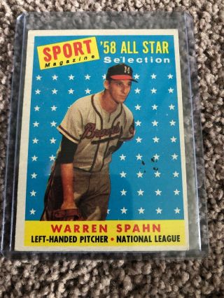 1958 Topps 494 Warren Spahn All - Star