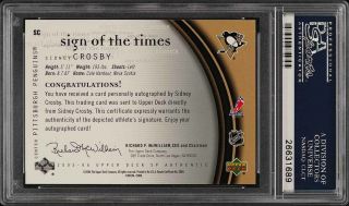 2005 SP Authentic Sign Of The Times Sidney Crosby ROOKIE RC AUTO PSA 9 (PWCC) 2