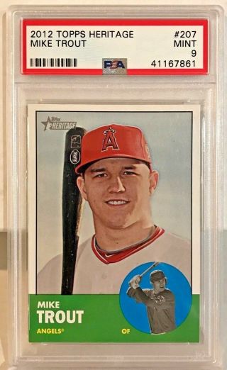 Mike Trout 2012 Topps Heritage 207 - Psa 9 - Angels - First Heritage Card