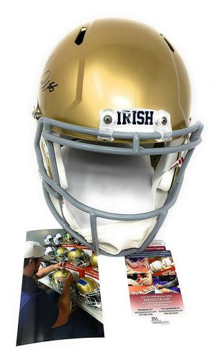 Quenton Nelson Notre Dame Fighting Irish Signed Autograph Speed Full Size Helmet 2
