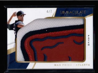Max Fried 2018 Immaculate 3 - Color Jumbo Game Worn Logo Patch 4/7 Ss8079