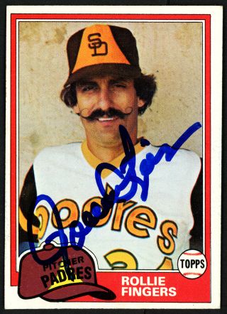 Rollie Fingers Autographed Signed 1981 Topps Card 229 San Diego Padres 149887