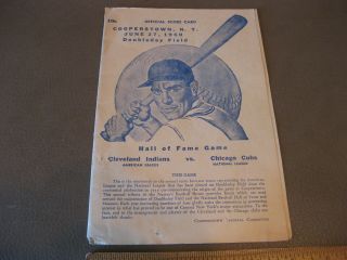 Vintage Baseball Hall Of Fame Game Cleveland Indians Chicago Cubs Scorecard 1960