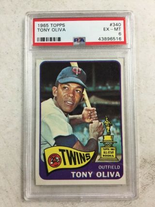 1965 Topps 340 Tony Oliva Vintage Card Psa 6 Twins