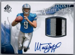 Matthew Stafford 2009 Sp Authentic Rookie Rc Patch Auto 373/499