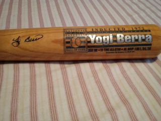 Yogi Berra Signed Cooperstown Bat Company Name Plate Bat