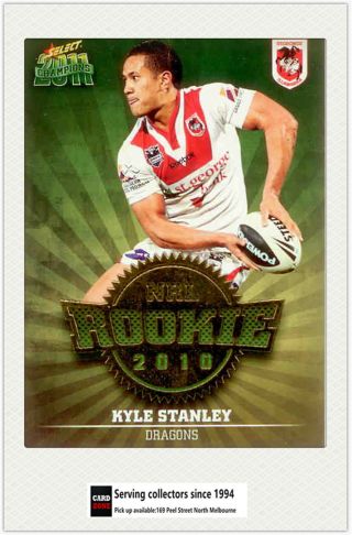 2011 Select Nrl Champions Trading Cards Rookie 2010 R45 Kyle Stanley (dragons)