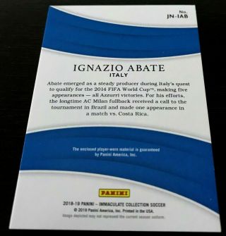 8/50 IGNAZIO ABATE 2018 - 19 Immaculate Soccer Jumbo Worn Number Patch Italy 2