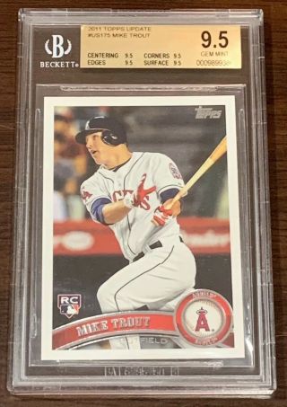 2011 Topps Update Mike Trout Rookie Bgs 9.  5 True Gem Quad 9.  5’s Rc Us175