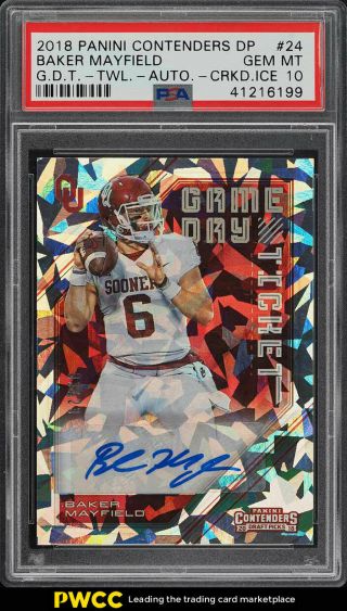 2018 Panini Contenders Cracked Ice Baker Mayfield Rc Auto /23 24 Psa 10 (pwcc)