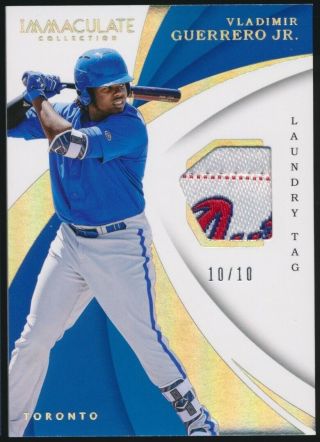 2018 Panini Immaculate Vladimir Guerrero Jr Logo Tag Patch Jersey 1/1 Rc 10/10