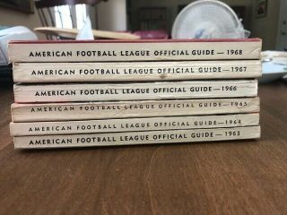 Full set American Football League Official Guides by Sporting News 1963 - 1968 2