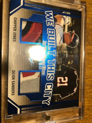 2019 Chipper Jones / Deion Sanders Leaf In The Game Sports Dual Patch 8/30 