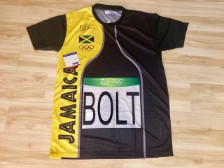 Usain Bolt Hand Signed Rio Gold Jersey Shirt Fastest Man Psa Dna Cert 1