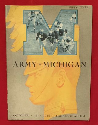 Antique 1945 Michigan Vs Army Early College Football Program Old Blanchard Davis