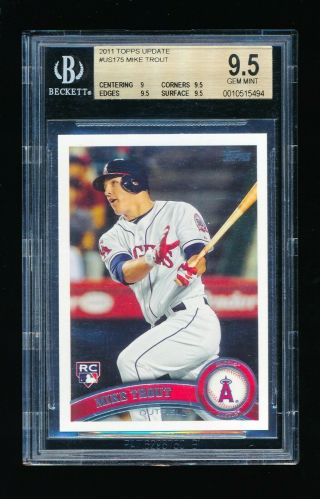 Bgs 9.  5 Mike Trout 2011 Topps Update Us175 Rc Rookie Card Angels Gem