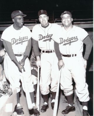 Duke Snider,  Jackie Robinson,  Roy Campanella 8x10 Photo Brooklyn Dodgers