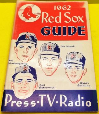 1962 Boston Red Sox Media Guide Mlb Baseball Press Radio Television Book