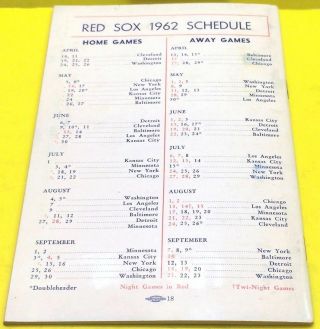 1962 BOSTON RED SOX MEDIA GUIDE MLB BASEBALL PRESS RADIO TELEVISION BOOK 3