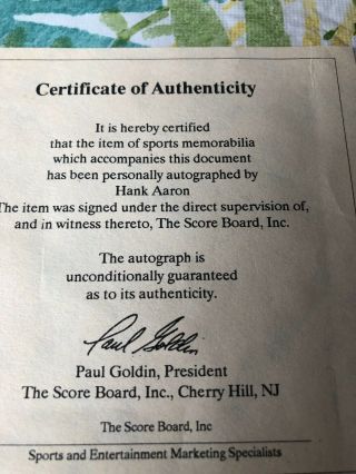 Hank Aaron Signed Baseball With Certificate Of Authenticity Purchased from Q VC 2