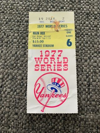 1977 World Series Game 6 Ticket Stub - Reggie Jackson Infamous 3 Hr In One Game