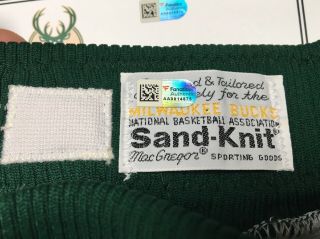 1988 - 89 Game Worn Milwaukee Bucks Vintage Sand Knit NBA Shorts Team LOA 6